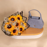Cocan Luxury Handbag & 20 Sunflower Bouquet Gift Set