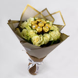 Bouquet of White Roses & Ferrero Rocher Chocolates