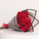 Felizmoda Silver Zircon Necklace & Red Roses Bouquet