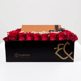 House of Cocoa Chocolate Box 32 pieces and 21 red roses
