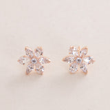 Pandora Sparkling Herbarium Cluster Stud Earrings 14k Rose Gold-Plated & Purple Roses Vase