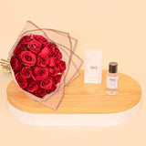 Areej Rose Centifolia with Hand Bouquet of 20 Red Roses