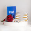 Game Guru White & Gold Acrylic Tawla Set & Red Roses Bouquet