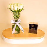 Versace Crystal Noir with White Roses Vase 15 Roses