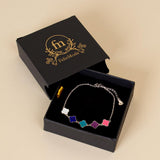 Felizmoda Van Cleef Colorful Silver Bracelet & Red Rose