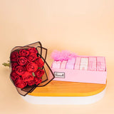 Passionelle Baby Girl Chocolate 1kg & Red Roses Bouquet