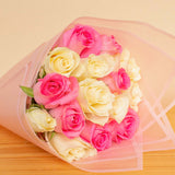 Mixed Flowers Bouquet – 20 White and Pink Flowers