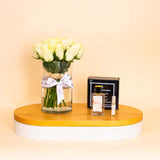 Fragrance & Fabric Blush Bloom for Woman & White Roses Vase