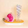 Passionelle Chocolate Crystal Vase 1kg & Pink Roses Bouquet