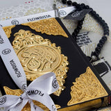 Spiritual Gift Set: Roses, Holy Quran, Prayer Rug, and Rosary