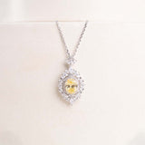 Markiz Platinum-Plated Yellow Zircon Necklace & Baby Roses & Gypsophila Bouquet