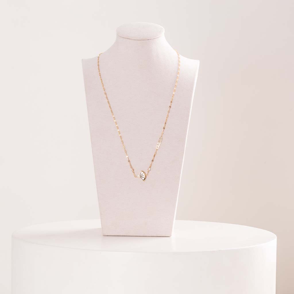 GUESS Fan Gold Stainless Steel Necklace with Zircons