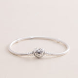 PANDORA Moments Silver Bracelet with Pavé Heart Clasp & Revival Roses Bouquet