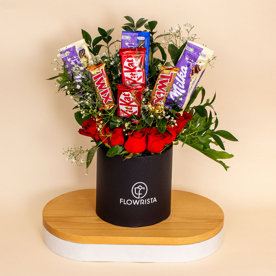 Red Roses with Chocolate Box