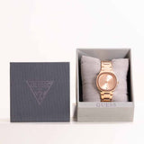 GUESS Ladies Gold Tone Analog Watch & Red Roses Bouquet