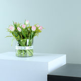 Elegant Glass Vase with Pink & White Tulips