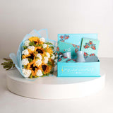 For A Heart I Love Coffee Box & Sunflower Bouquet