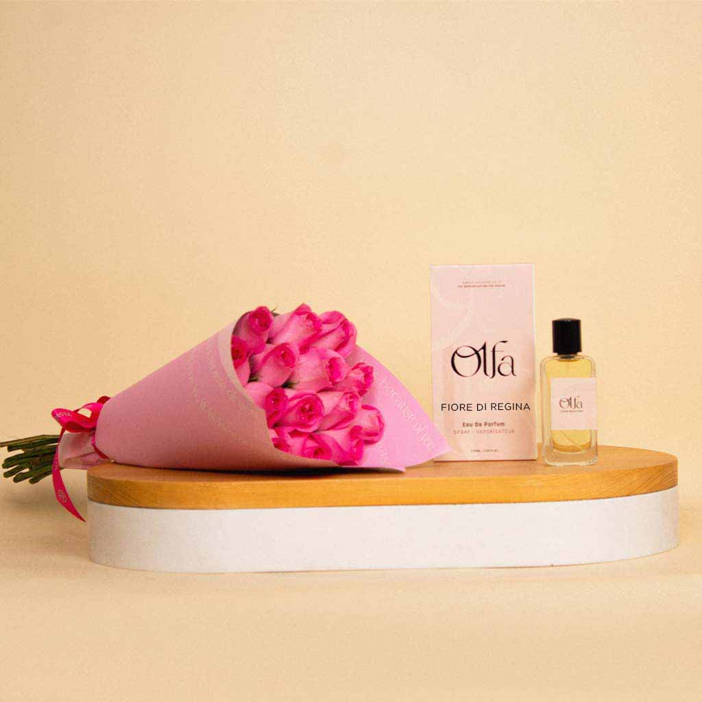 Olfa Flore Dl Regina with a Pink Bouquet of 15 Flowers