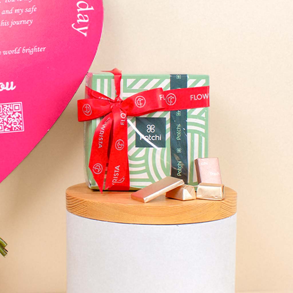 Patchi Chocolate & 15 Red flower Heart