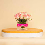 Pink Flowers Vase Cube – 20 Flowers