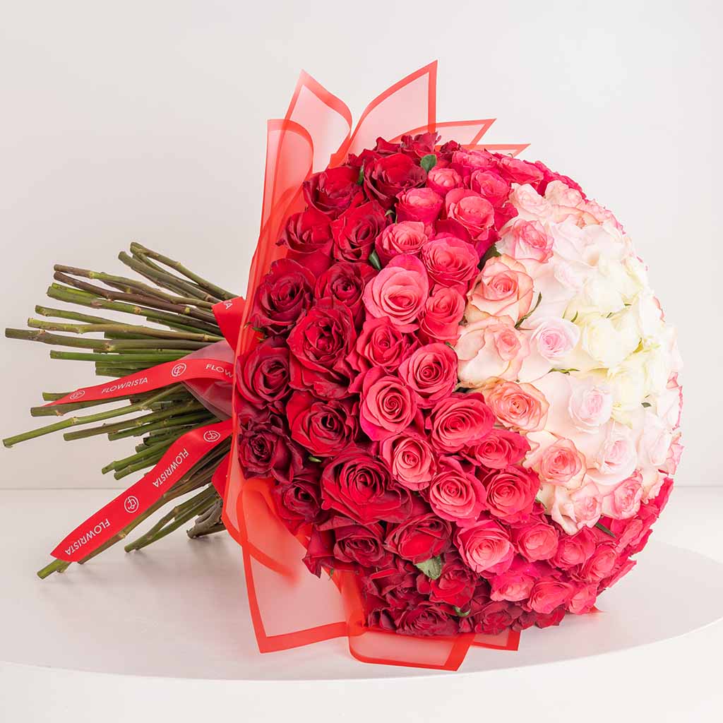 Flowrista Ombre Mixed Roses Bouquet - 150 Roses