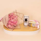 Areej Gift of Fragrance, Ferrero Rocher Chocolates & Pink Roses
