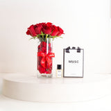 MUSC Wanted by Night & 15 Red Roses Vase