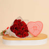 Patchi Tin Box of 22 Pieces and 20 red roses