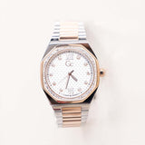 Gc Coussin Sleek Lady Mid Size Metal Watch & Red Roses Bouquet