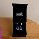 Markiz Zircon Earrings and Pink Hand Bouquet