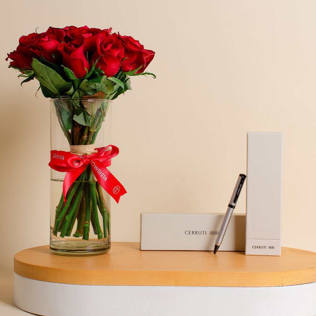 Signature Moments Set NSS220601C Pen |15 Red Roses Vase