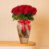 Classic Red Roses Glass Vase