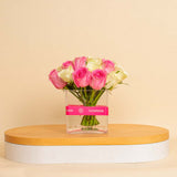 Mixed Flowers Vase | 20 White&Pink Flowers