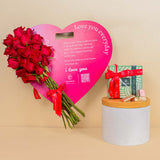 Patchi Chocolate & 15 Red flower Heart